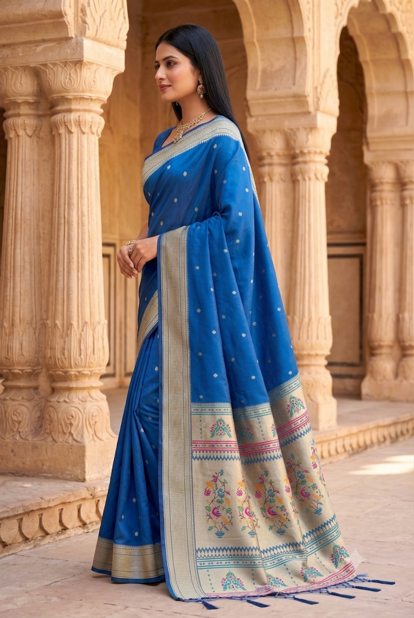 Blue Paithani Silk Saree - PRU37627